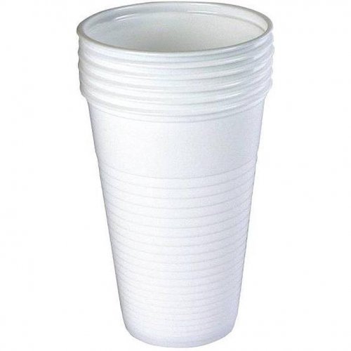 Cană de plastic de unică folosință albă pentru băuturi reci 200 ml 100 buc